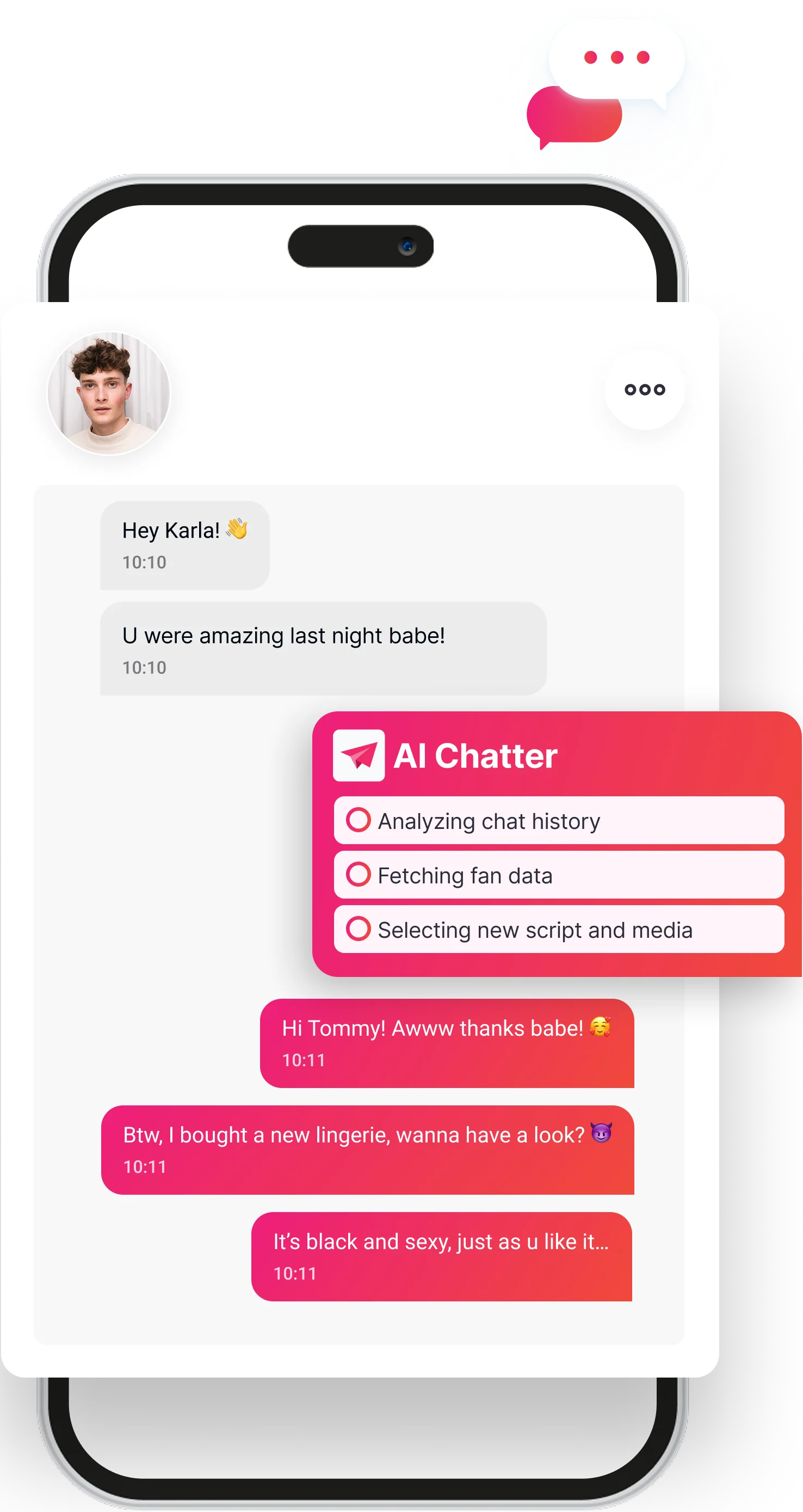 HelloFans AI chatter tablet view